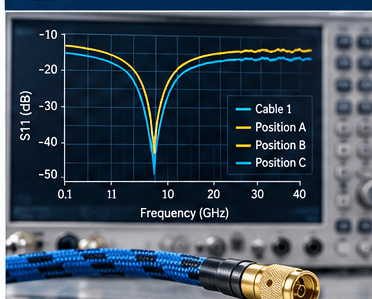 S11 trace showing inconsistent measurements across different cable positions